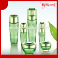 Green glass cosmetic cream jars